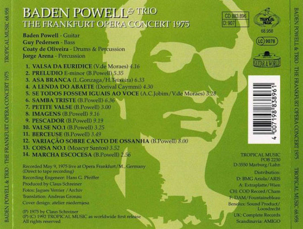 BADEN POWELL & TRIO - The Frankfurt Opera Concert 1975 . CD