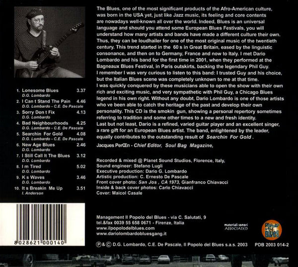 DARIO LOMBARDO & THE BLUES GANG - Searchin For Gold . CD