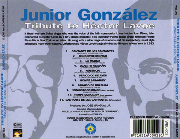 JUNIOR GONZALEZ - Tribute To Hèctor Lavoe . CD