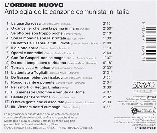 VARI - L'Ordine Nuovo [Antologia della canzone comunista in Italia] . CD