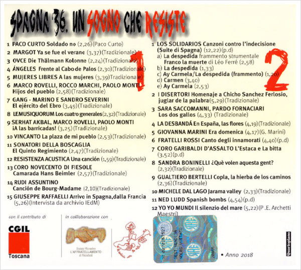 VARIOUS - Spagna '36, un sogno che resiste . 2CD