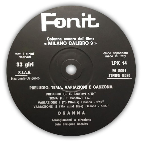 OSANNA – Preludio Tema Variazioni Canzona . LP . Label A