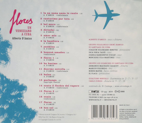 ALBERTO D'AMICO - Flores - Un Veneziano a Cuba . CD