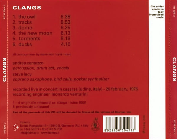ANDREA CENTAZZO, STEVE LACY – Clangs . CD