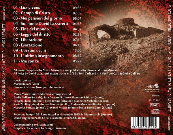 MIRCO MARIOTTINI - Visioni in musica sugli scritti di David Lazzaretti . CD