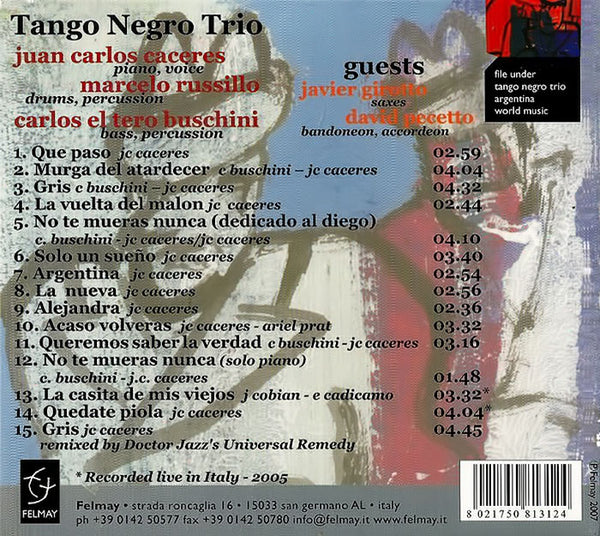 TANGO NEGRO TRIO - La Vuelta del Malon . CD