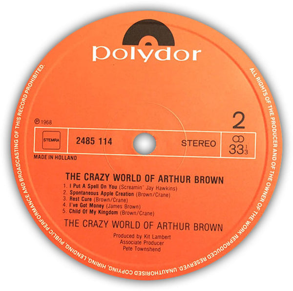 THE CRAZY WORLD OF ARTHUR BROWN – The Crazy World Of Arthur Brown . LP . Label 2