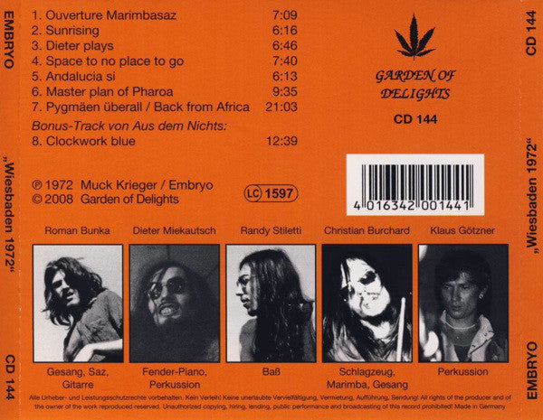 EMBRYO . Wiesbaden 1972 . CD