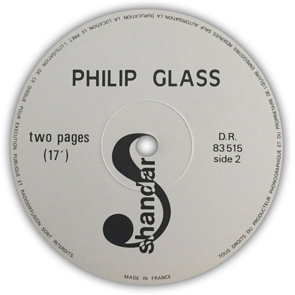 PHILIP GLASS – Solo Music . LP . Label 2