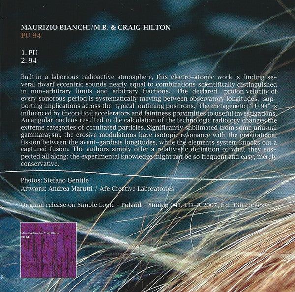MAURIZIO BIANCHI - M.B. & Craig Hilton . CD