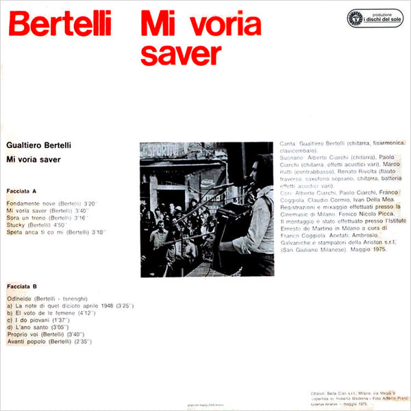 GUALTIERO BERTELLI - Mi Voria Saver . LP
