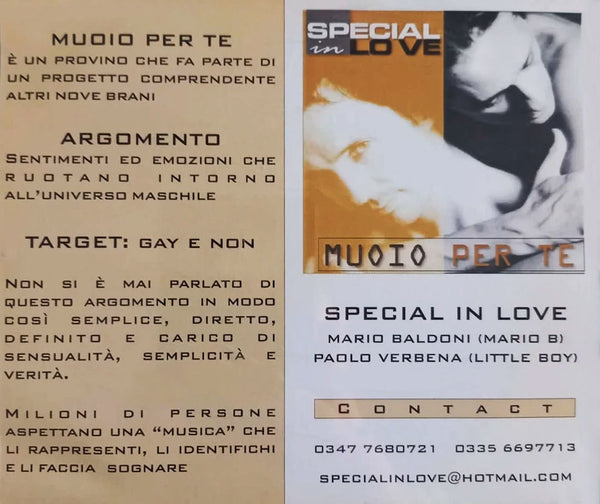 SPECIAL IN LOVE - Muoio per te . CDr