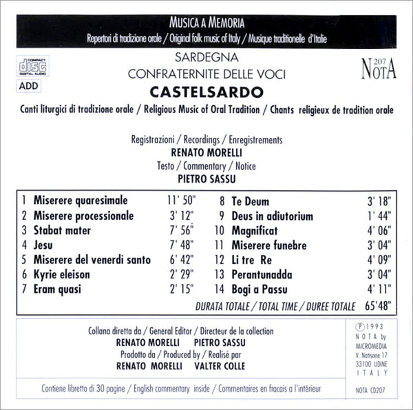 CONFRATERNITE DELLE VOCI - Castelsardo . CD