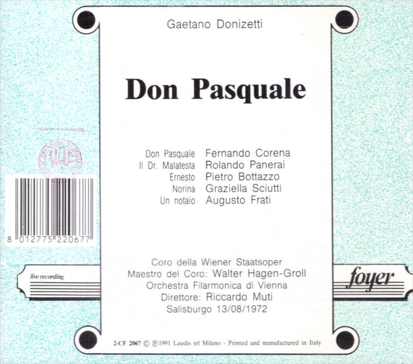 GATEANO DONIZETTI - Don Pasquale . 2CD
