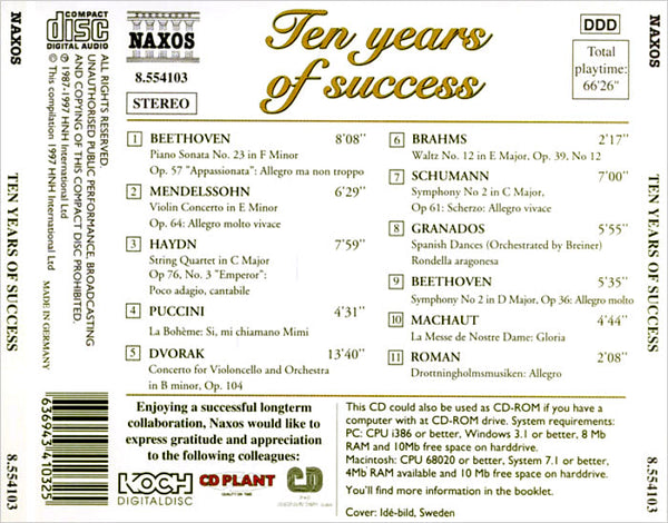 VARIOUS - Ten Years of Success . CD