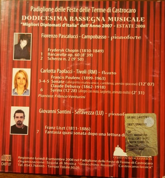 VARIOUS - Dodicesima Rassegna Musicale Castrocaro Classica . CD sleeve