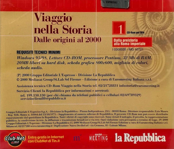 VIAGGIO NELLA STORIA - Dalla Preistoria Alla Roma Imperiale . CD ROM